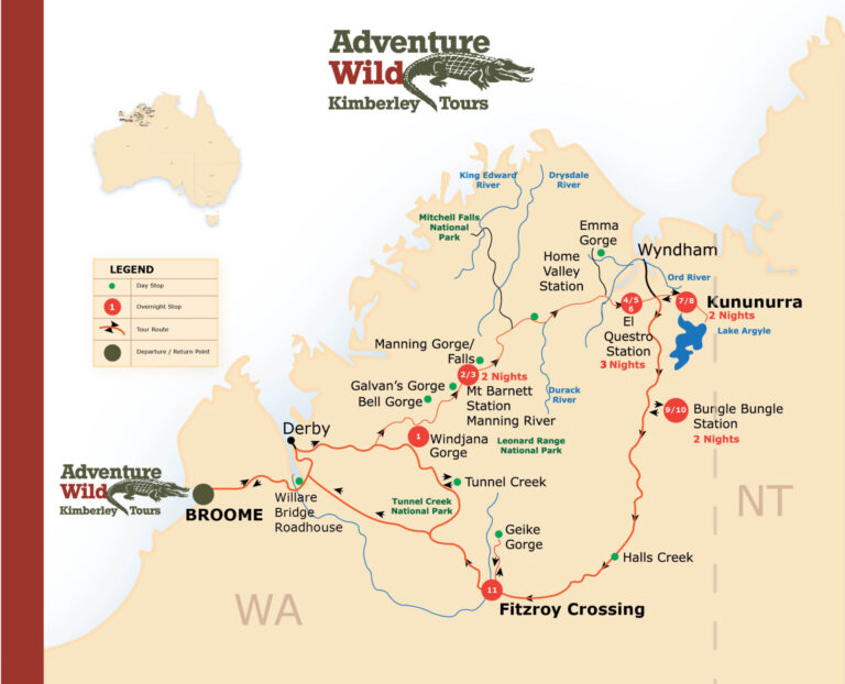 Adventure Wild Kimberley Tours Map